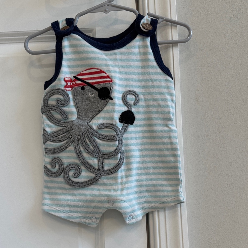 Mud Pie Baby Romper with Octopus Appliqué Design